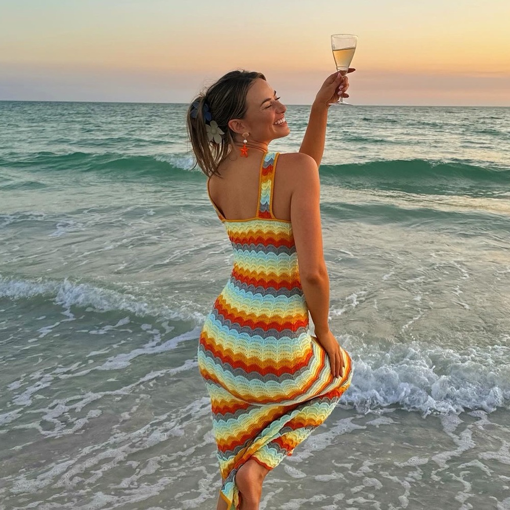 Saylor Knit Striped Halter Dress